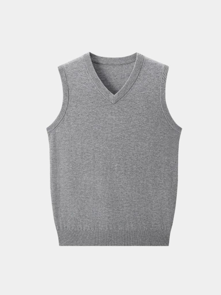 100% Cashmere V Neck Knit Vest - Vailor & Veil