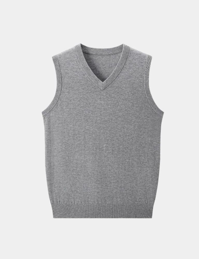100% Cashmere V Neck Knit Vest - Vailor & Veil