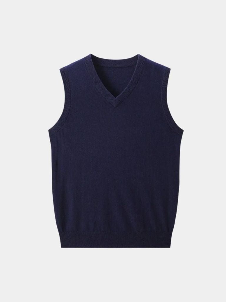 100% Cashmere V Neck Knit Vest - Vailor & Veil