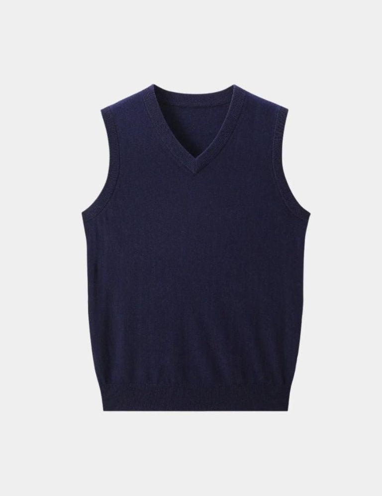 100% Cashmere V Neck Knit Vest - Vailor & Veil