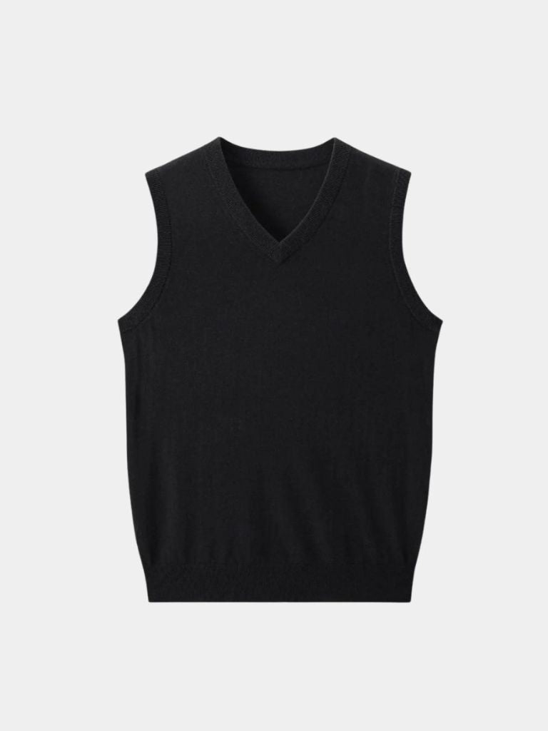 100% Cashmere V Neck Knit Vest - Vailor & Veil
