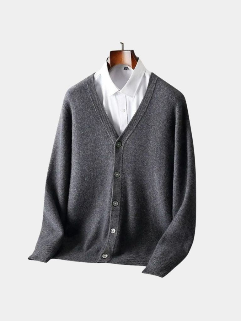 100% Merino Wool V Neck Knitwear Cardigan Sweater - Vailor & Veil