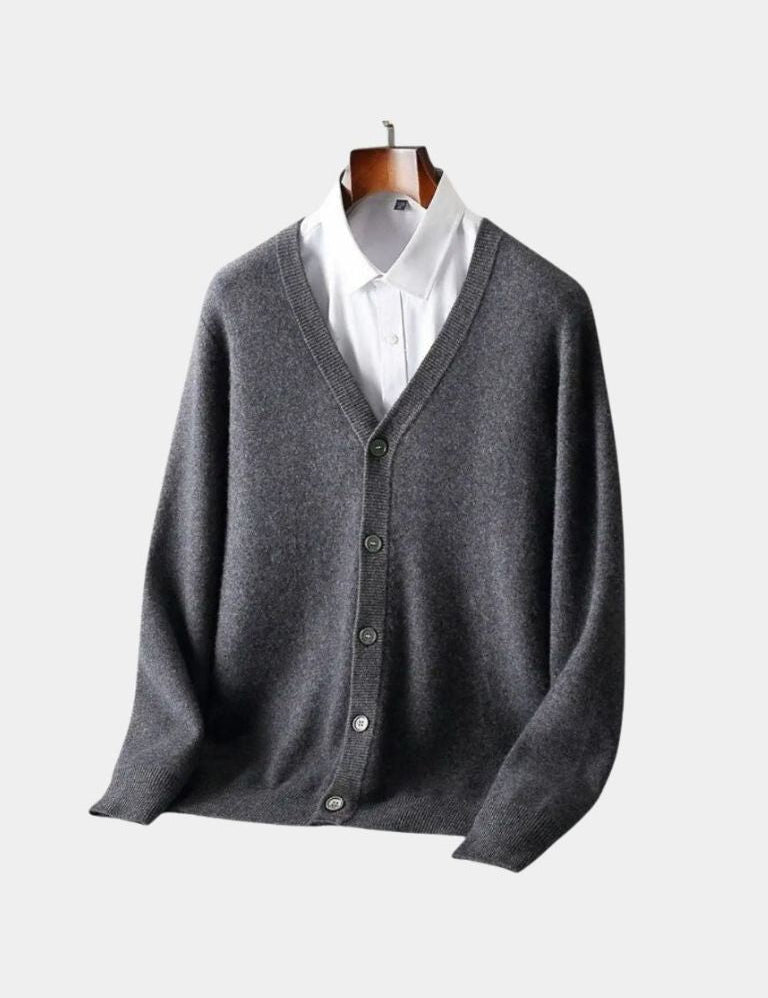100% Merino Wool V Neck Knitwear Cardigan Sweater - Vailor & Veil