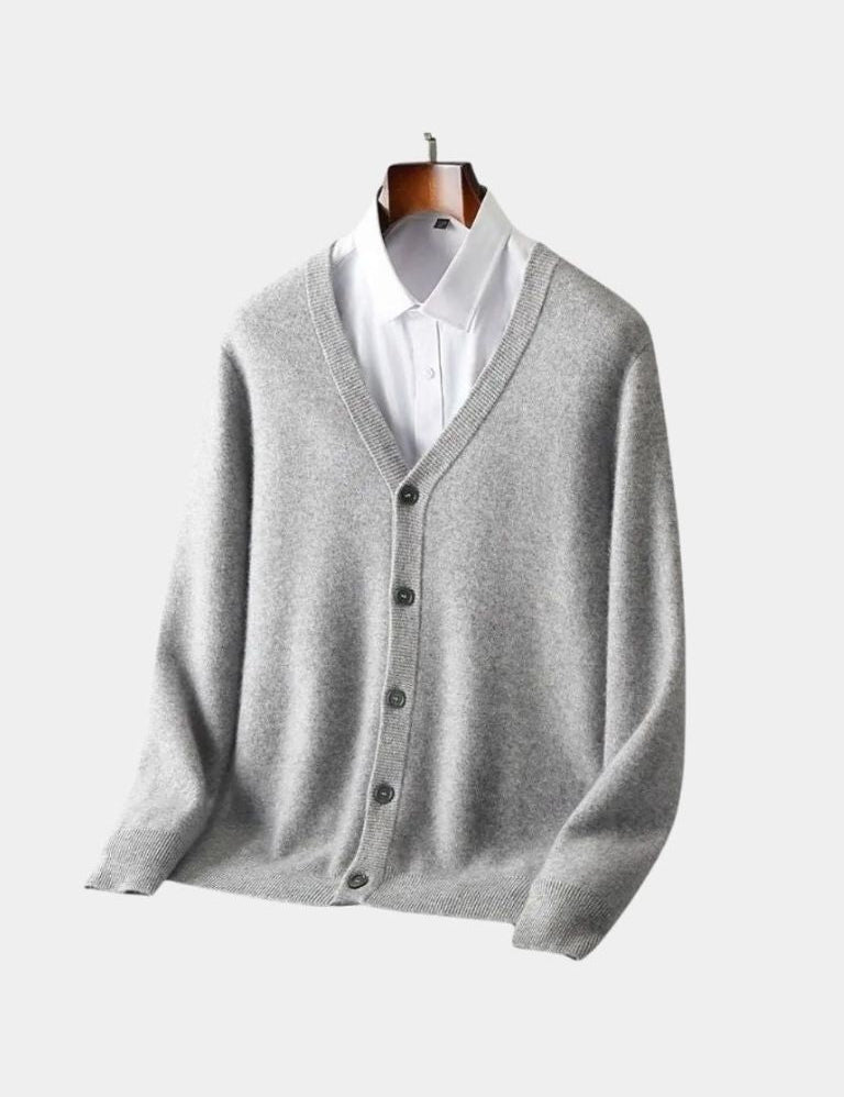 100% Merino Wool V Neck Knitwear Cardigan Sweater - Vailor & Veil