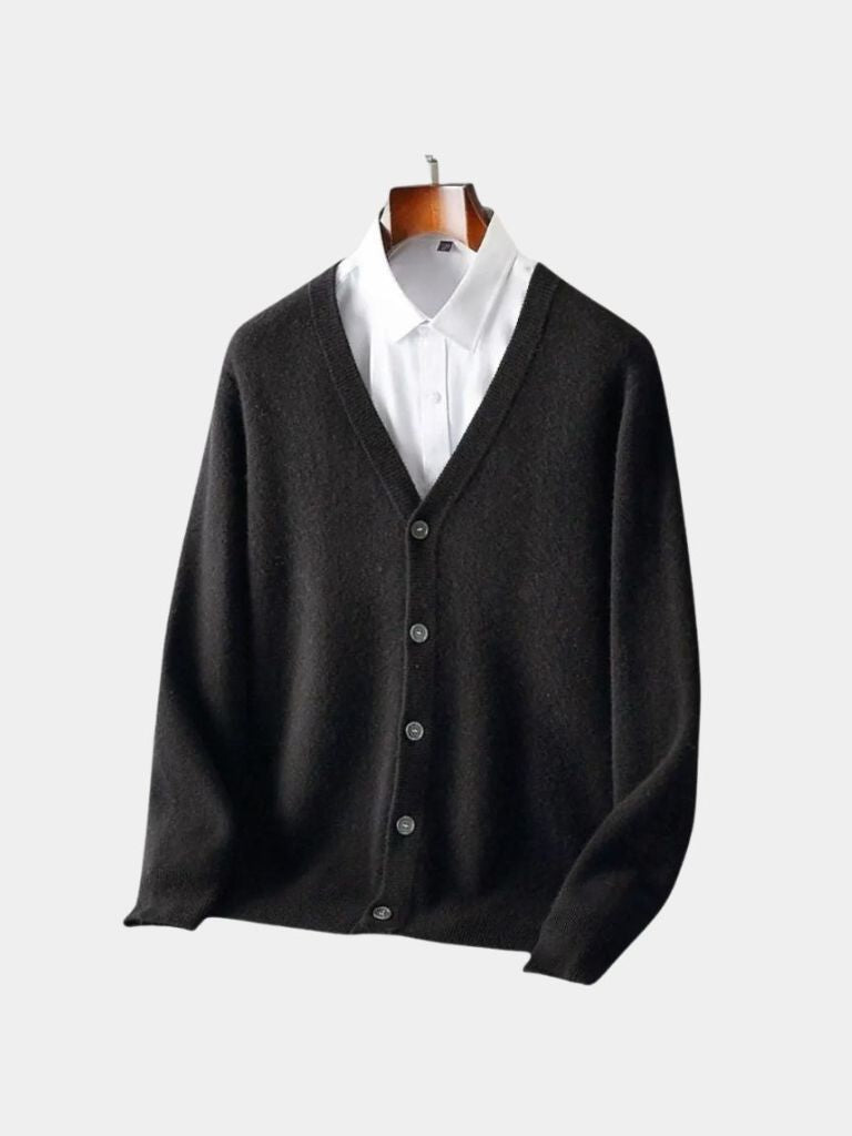 100% Merino Wool V Neck Knitwear Cardigan Sweater - Vailor & Veil
