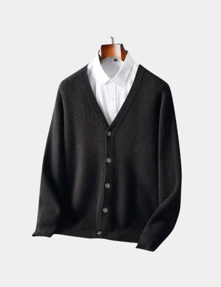100% Merino Wool V Neck Knitwear Cardigan Sweater - Vailor & Veil