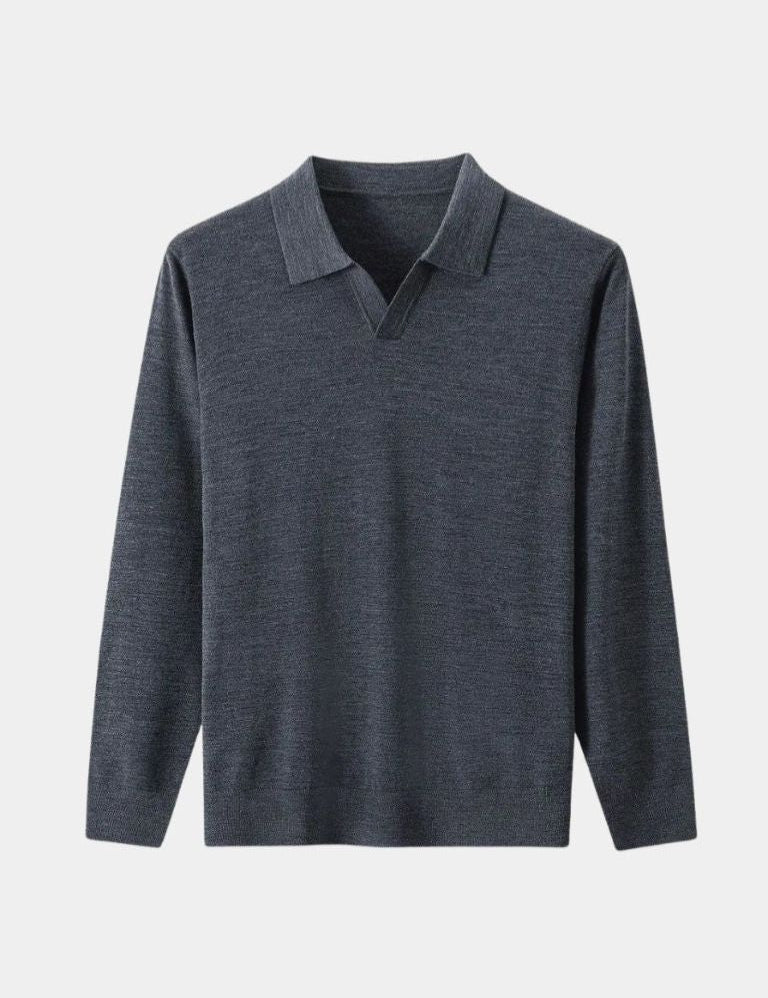 100% Wool Knit V Neck Turndown  Pullover Sweater - Vailor & Veil