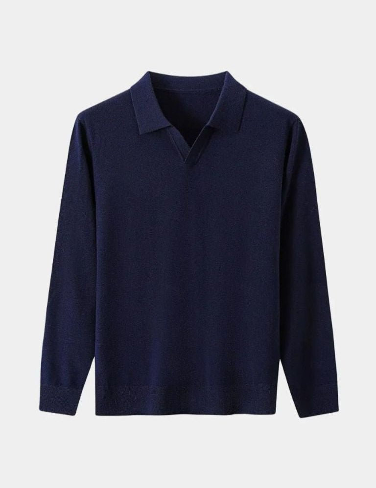 100% Wool Knit V Neck Turndown  Pullover Sweater - Vailor & Veil