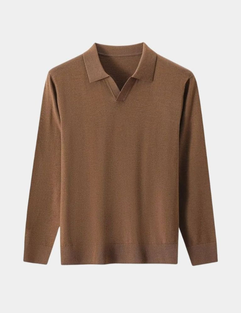 100% Wool Knit V Neck Turndown  Pullover Sweater - Vailor & Veil