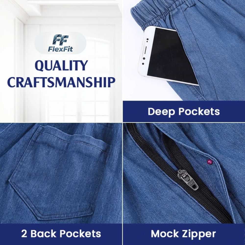 FlexFit - Flexible Waist Straight Fit Comfort Denim