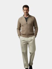 Knit Zipper Jacquard Solid Color Cardigan Sweater - Vailor & Veil