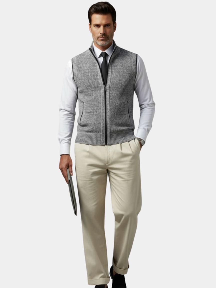 Elegant Full-Zip Sweater Vest - Vailor & Veil