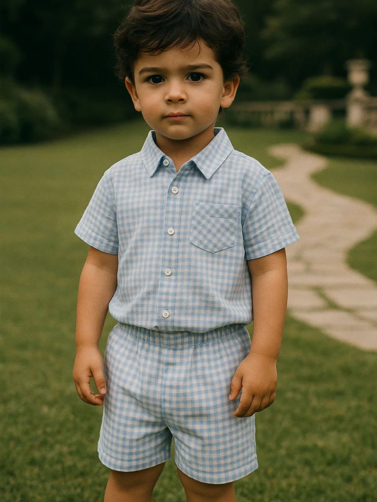 Petit Marquis Summer Check Set - Vailor & Veil Kids