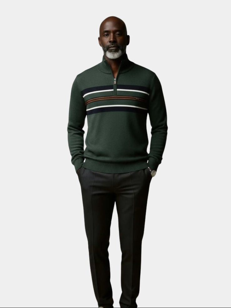 Knit Striped Quarter-Zip Jumper Sweater - Vailor & Veil