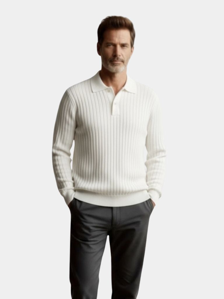 Elegant Open Collar Long Sleeve Polo - Vailor & Veil