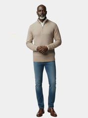 Stripe Quarter Zip Wool Sweater - Vailor & Veil