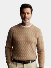 100% Wool Geometric Crew Neck Pullover Sweater - Vailor & Veil