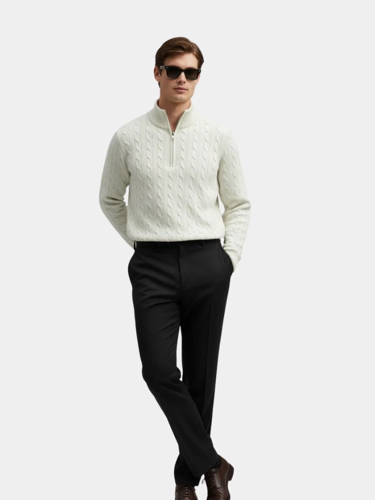 Premium Cable-Knit Zip Neck Sweater - Vailor & Veil