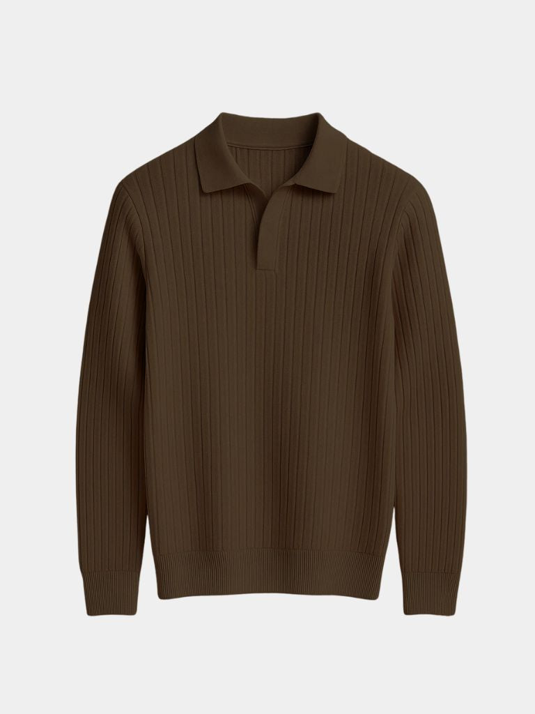 Elegant Open Collar Long Sleeve Polo - Vailor & Veil