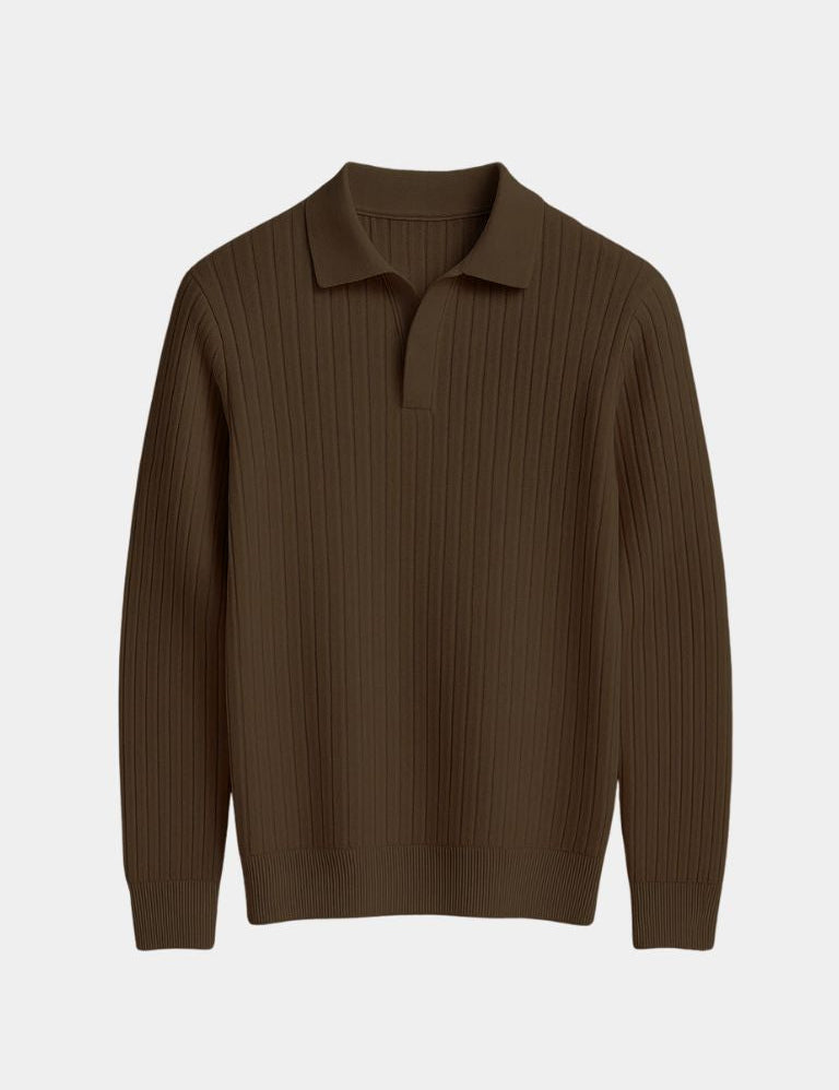 Elegant Open Collar Long Sleeve Polo - Vailor & Veil