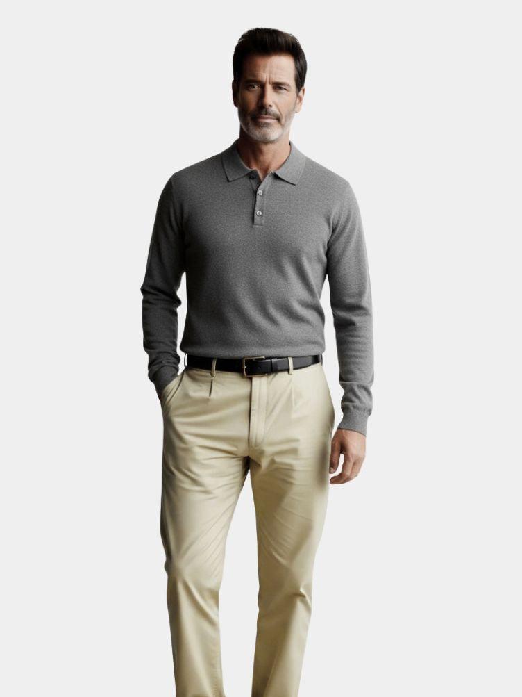 Wool Knit Button Up Polo Pullover - Vailor & Veil