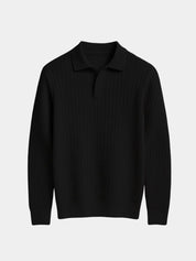 Elegant Open Collar Long Sleeve Polo - Vailor & Veil