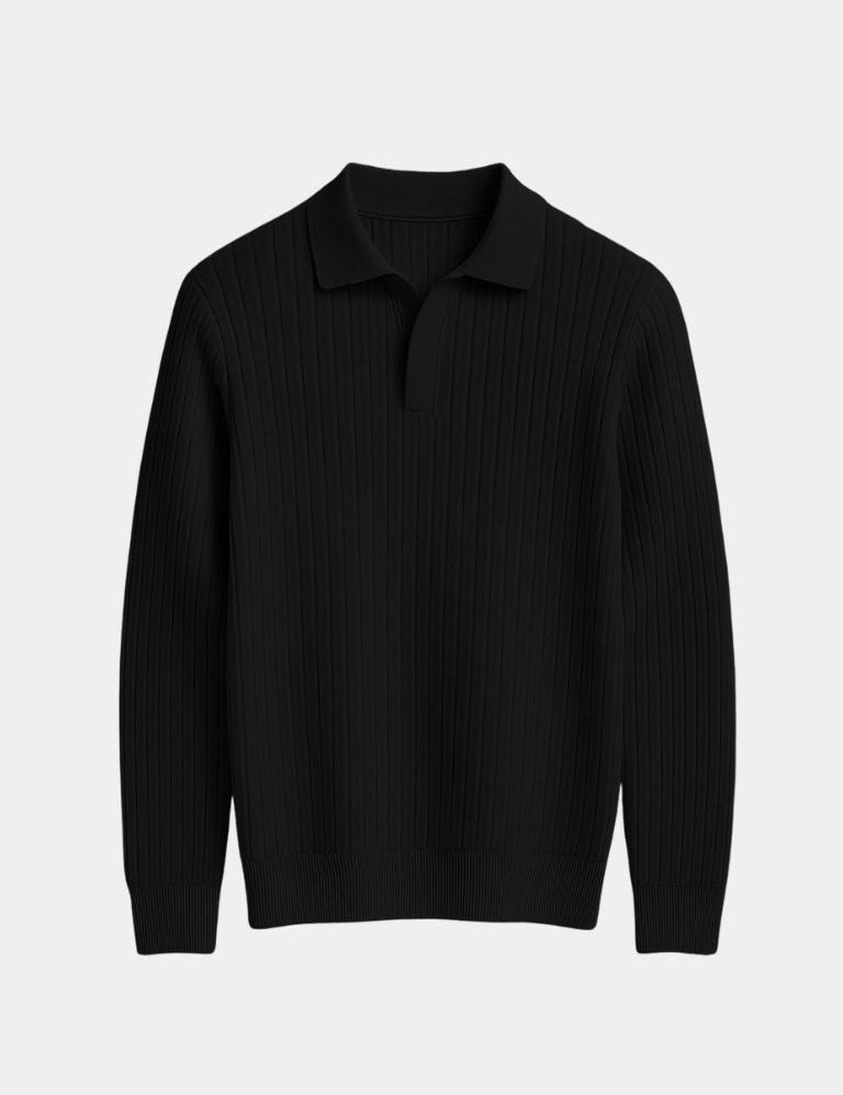 Elegant Open Collar Long Sleeve Polo - Vailor & Veil