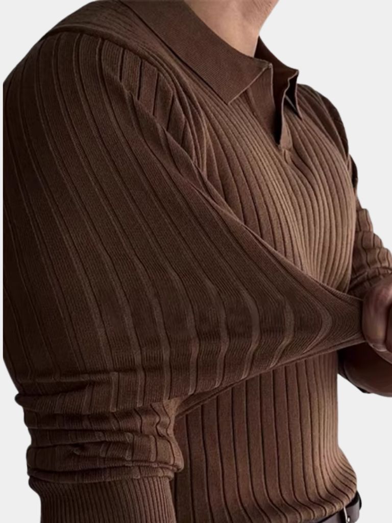 Elegant Open Collar Long Sleeve Polo - Vailor & Veil