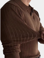 Elegant Open Collar Long Sleeve Polo - Vailor & Veil