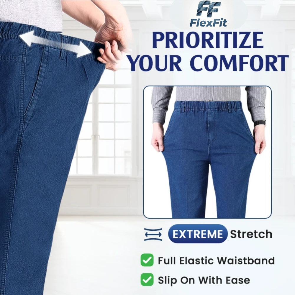 FlexFit - Flexible Waist Straight Fit Comfort Denim