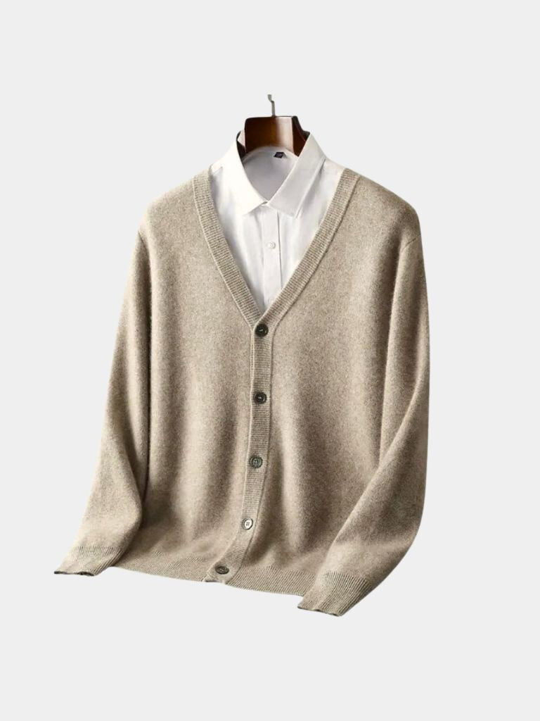 100% Merino Wool V Neck Knitwear Cardigan Sweater - Vailor & Veil