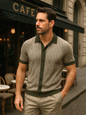 Striped Knit Polo Shirt - Vailor & Veil