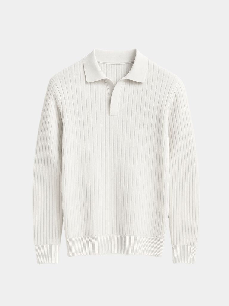 Elegant Open Collar Long Sleeve Polo - Vailor & Veil