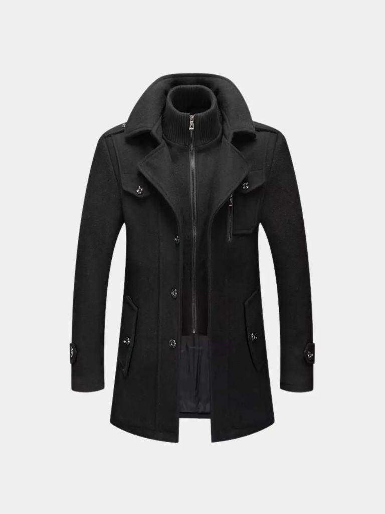 Aristocratic Black Wool Overcoat - Vailor & Veil