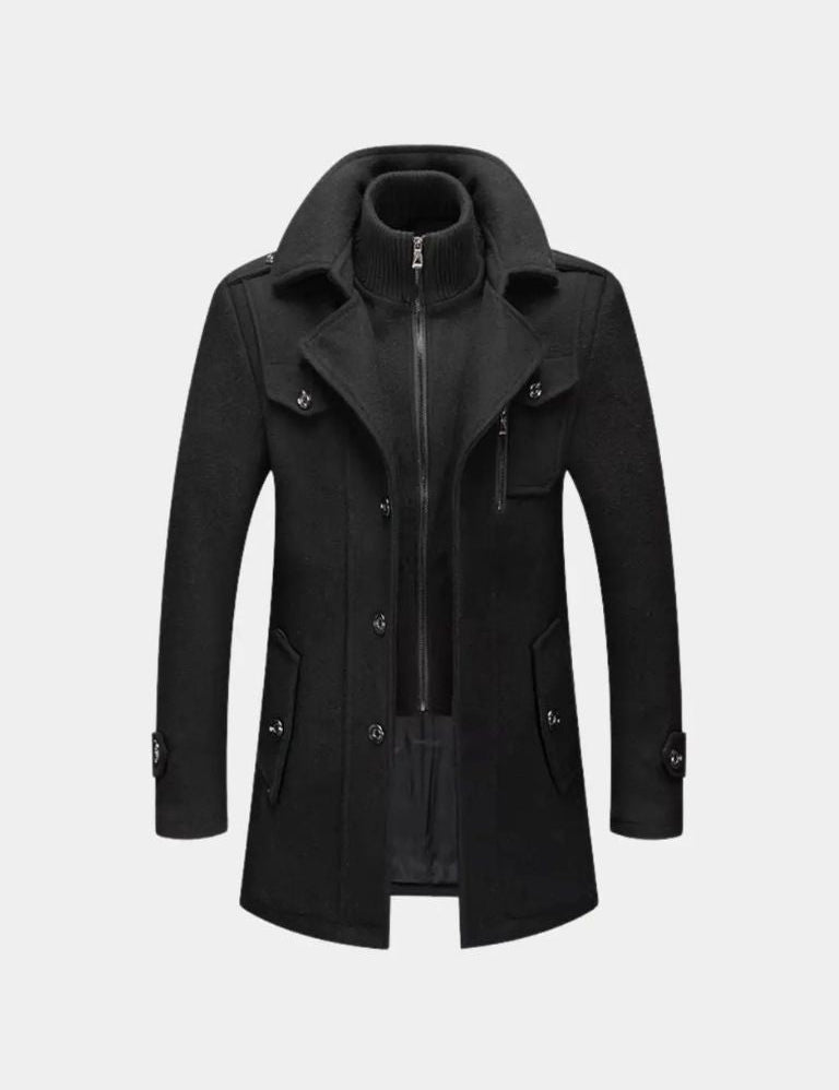 Aristocratic Black Wool Overcoat - Vailor & Veil