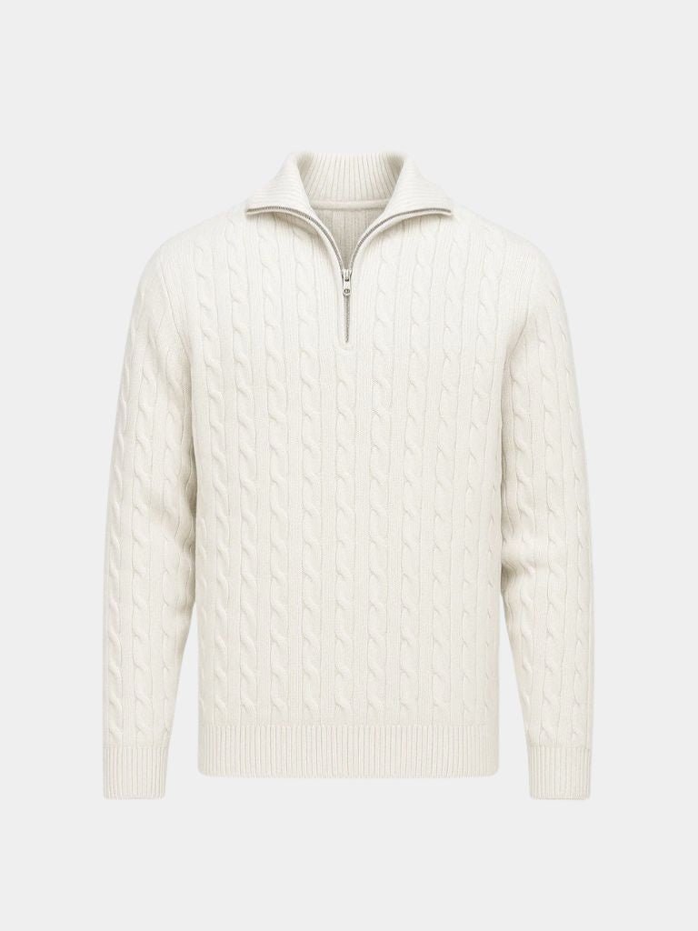 Premium Cable-Knit Zip Neck Sweater - Vailor & Veil