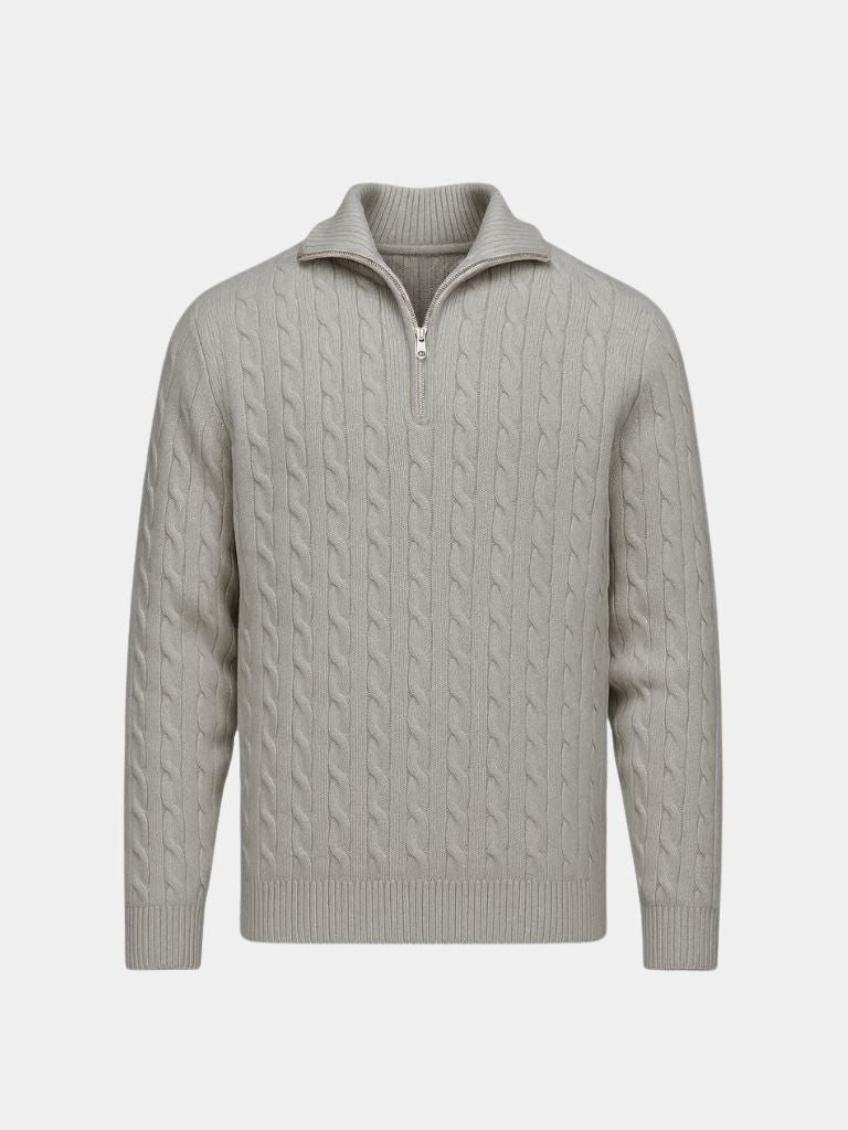 Premium Cable-Knit Zip Neck Sweater - Vailor & Veil