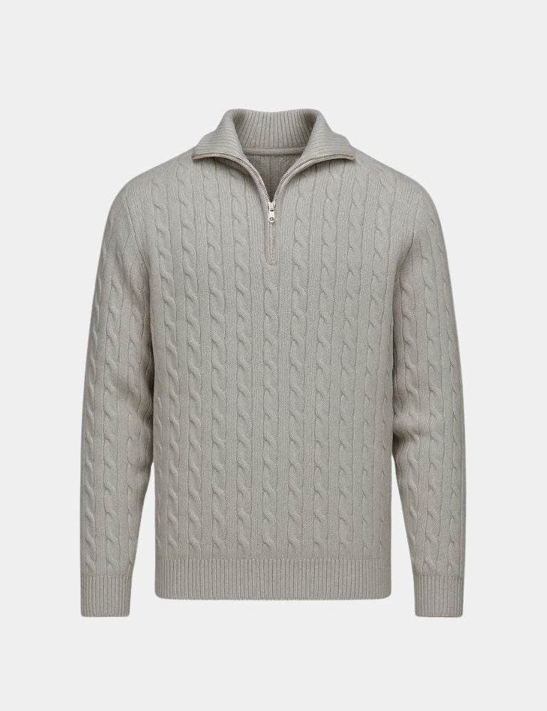 Premium Cable-Knit Zip Neck Sweater - Vailor & Veil