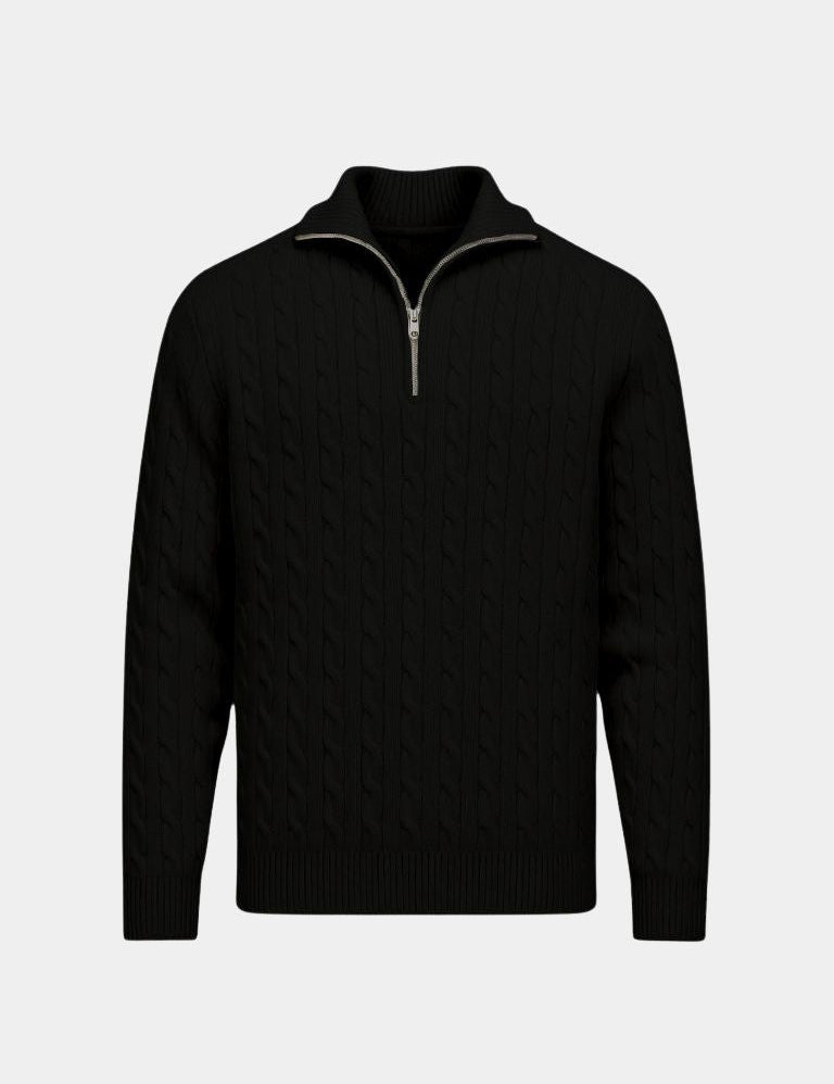 Premium Cable-Knit Zip Neck Sweater - Vailor & Veil