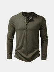Casual Henley Neck Long Sleeve T-Shirt - Vailor & Veil