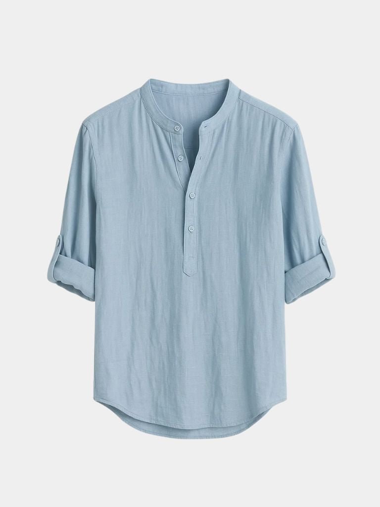 Casual Henley Neck Long Sleeve T-Shirt - Vailor & Veil