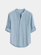 Casual Henley Neck Long Sleeve T-Shirt - Vailor & Veil