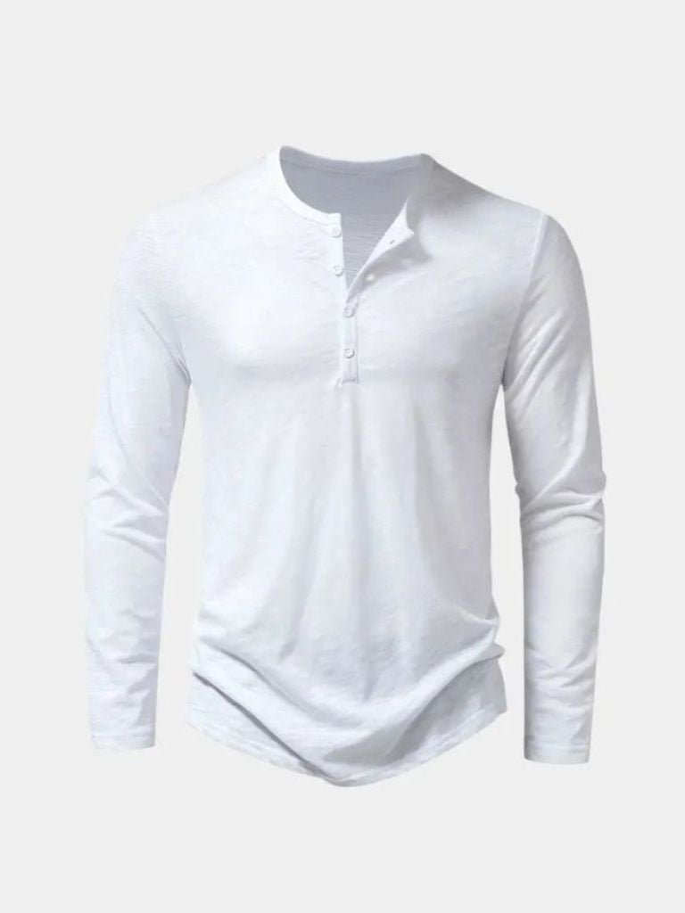 Casual Henley Neck Long Sleeve T-Shirt - Vailor & Veil
