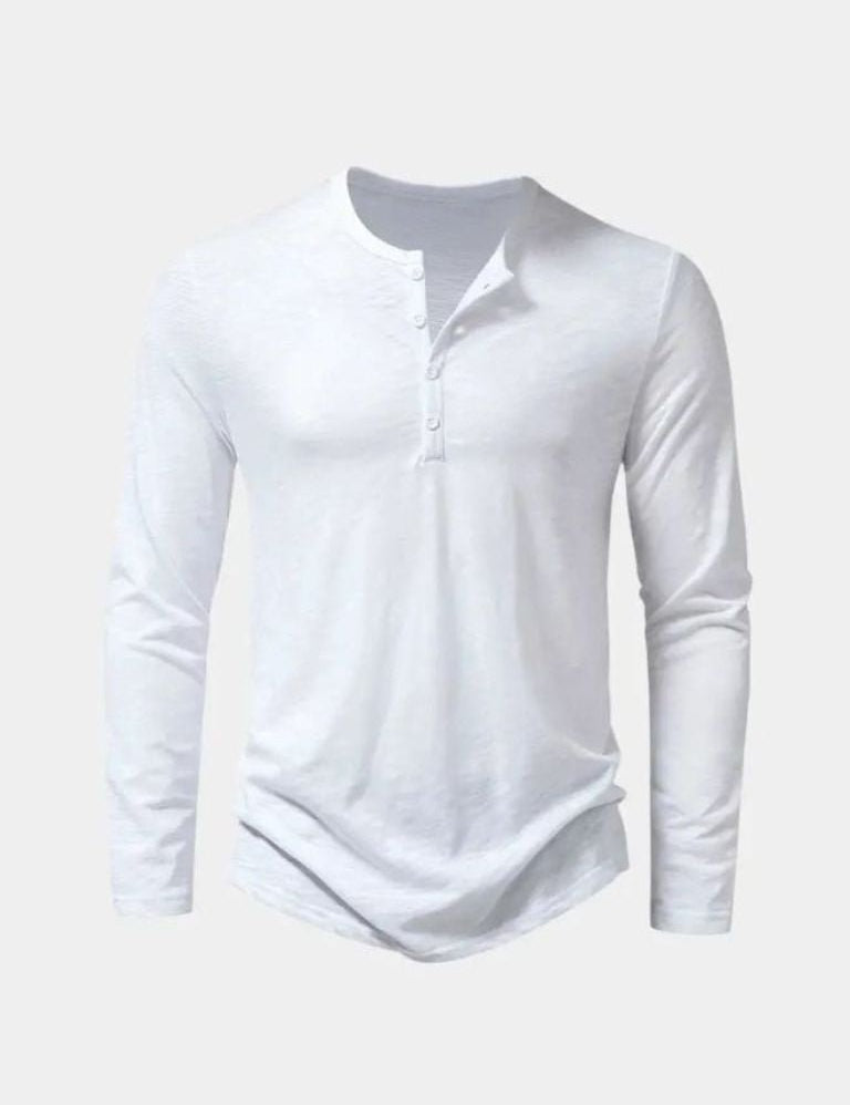 Casual Henley Neck Long Sleeve T-Shirt - Vailor & Veil
