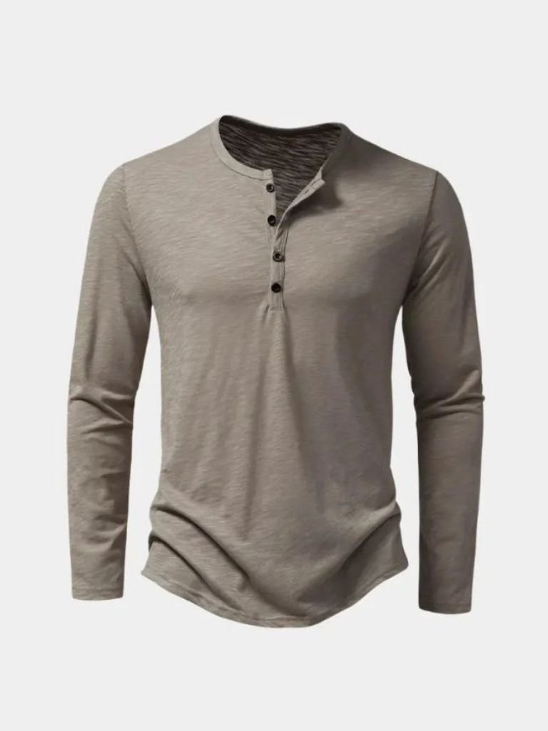 Casual Henley Neck Long Sleeve T-Shirt - Vailor & Veil