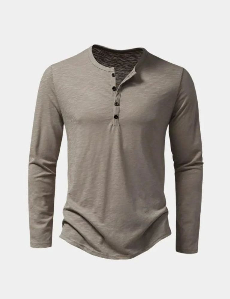 Casual Henley Neck Long Sleeve T-Shirt - Vailor & Veil