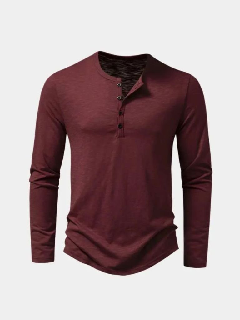 Casual Henley Neck Long Sleeve T-Shirt - Vailor & Veil