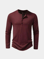 Casual Henley Neck Long Sleeve T-Shirt - Vailor & Veil