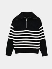 Casual Striped Zip Up Sweater - Vailor & Veil