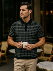 Classic Noir Knit Polo Shirt - Vailor & Veil